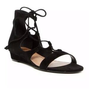 Women's Black Lace-Up Suede Leather Sandals size 8